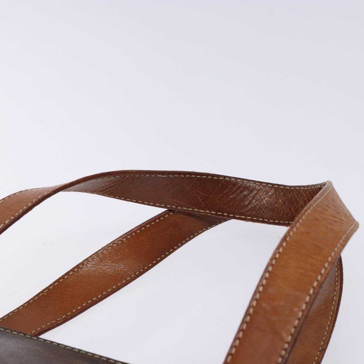 CELINE Macadam Canvas Hand Bag PVC Leather Brown Gold Auth sw1125