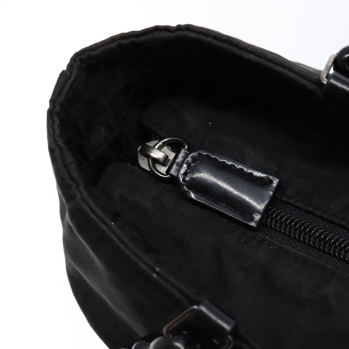 Christian Dior Maris Pearl Tote Bag Nylon Black Auth sw1127