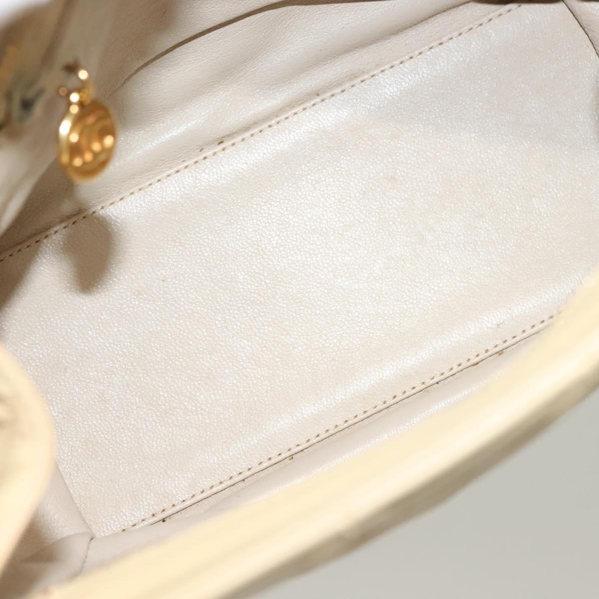 CHANEL Matelasse Chain Shoulder Bag Lamb Skin Beige Gold CC Auth sw1131
