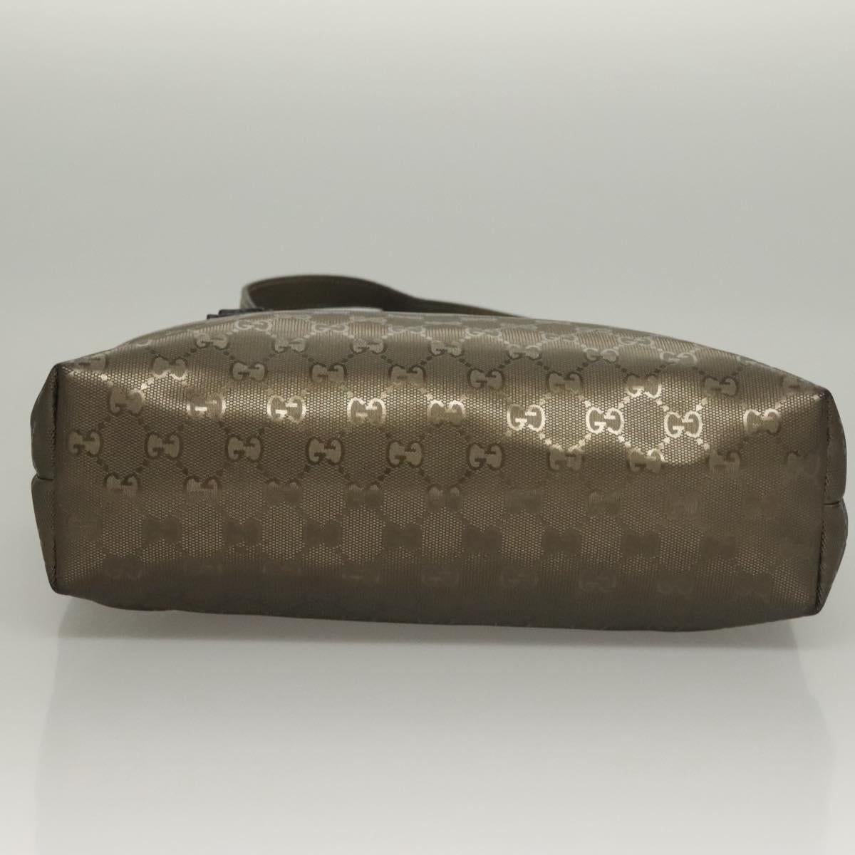 GUCCI GG Implementation Tote Bag PVC Khaki Silver 211138 Auth sw1132