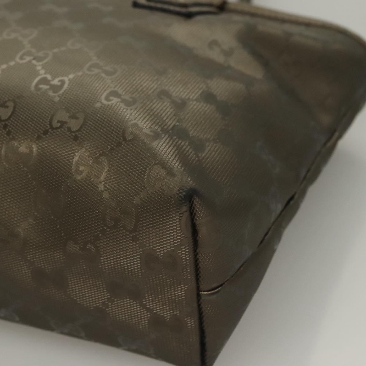 GUCCI GG Implementation Tote Bag PVC Khaki Silver 211138 Auth sw1132