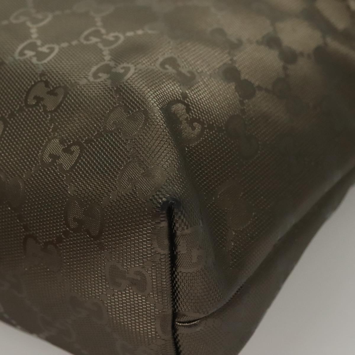 GUCCI GG Implementation Tote Bag PVC Khaki Silver 211138 Auth sw1132