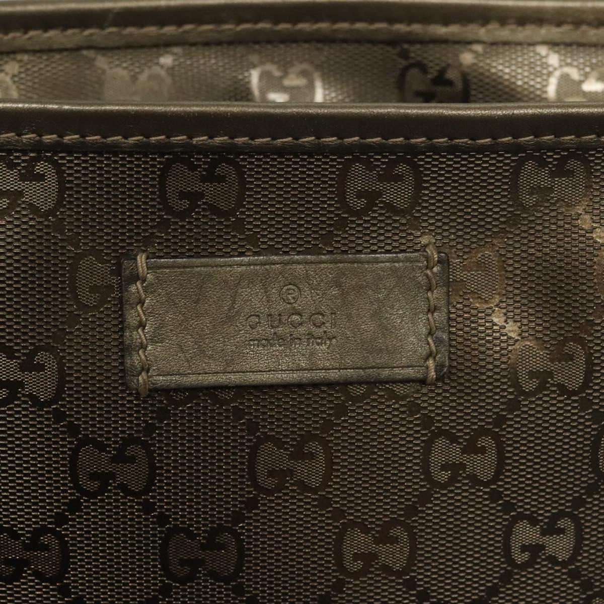 GUCCI GG Implementation Tote Bag PVC Khaki Silver 211138 Auth sw1132