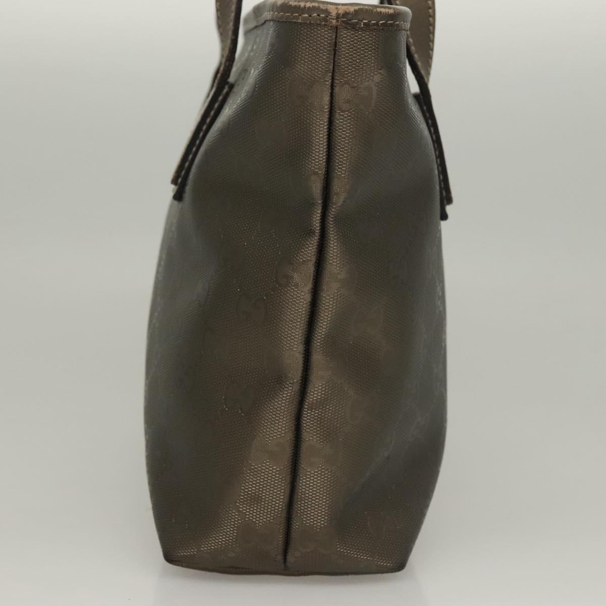 GUCCI GG Implementation Tote Bag PVC Khaki Silver 211138 Auth sw1132