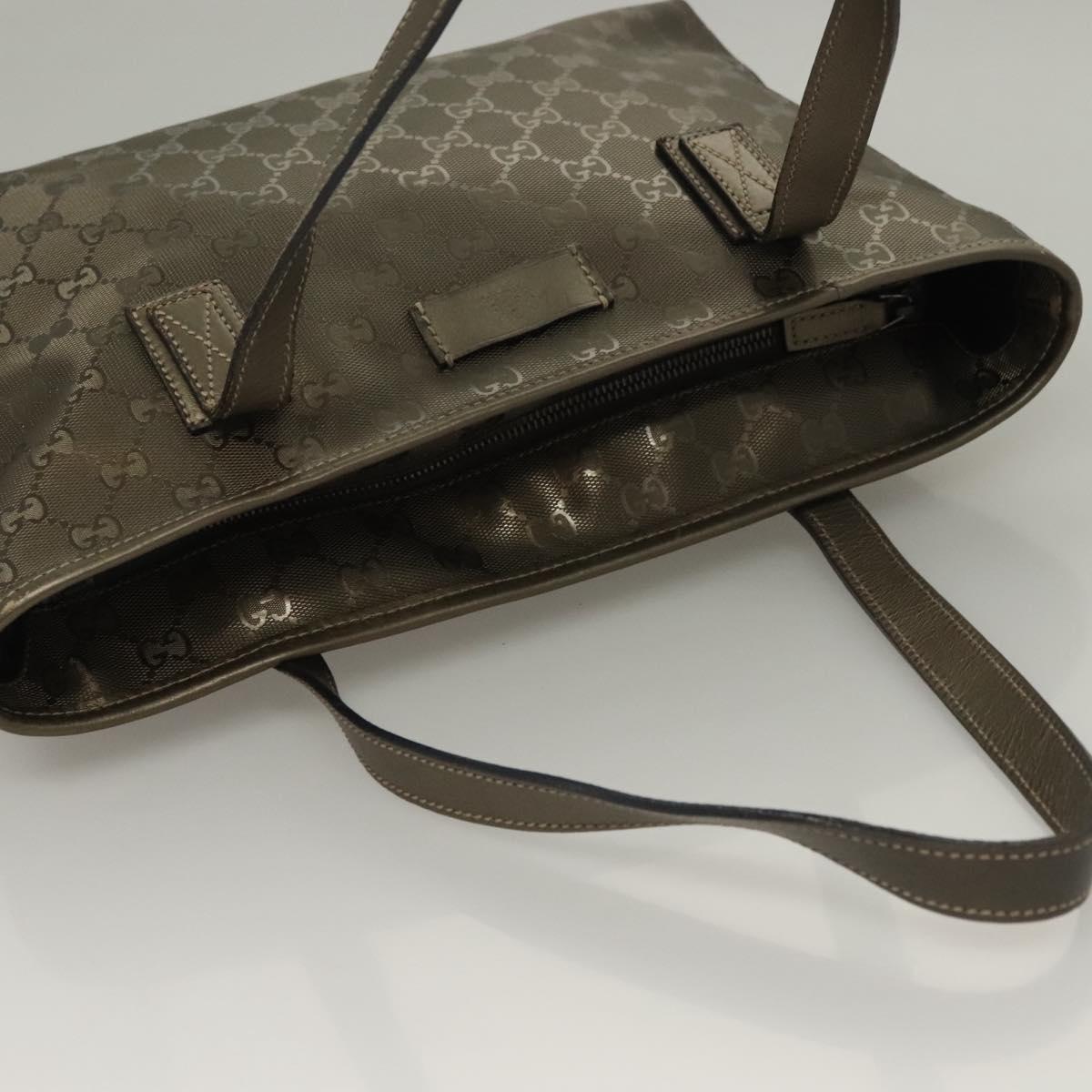 GUCCI GG Implementation Tote Bag PVC Khaki Silver 211138 Auth sw1132