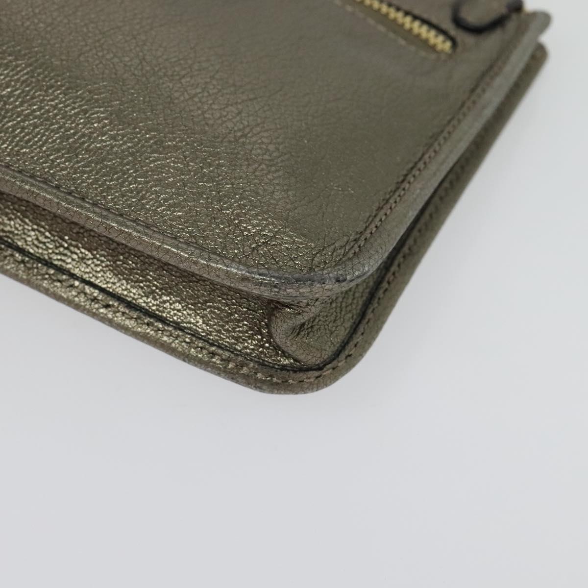 LOEWE Shoulder Pouch Leather Gold Auth sw1137