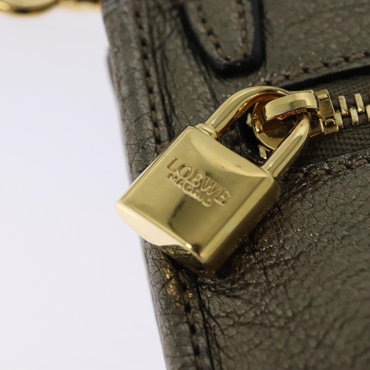 LOEWE Shoulder Pouch Leather Gold Auth sw1137