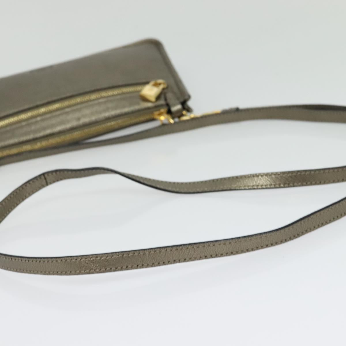 LOEWE Shoulder Pouch Leather Gold Auth sw1137