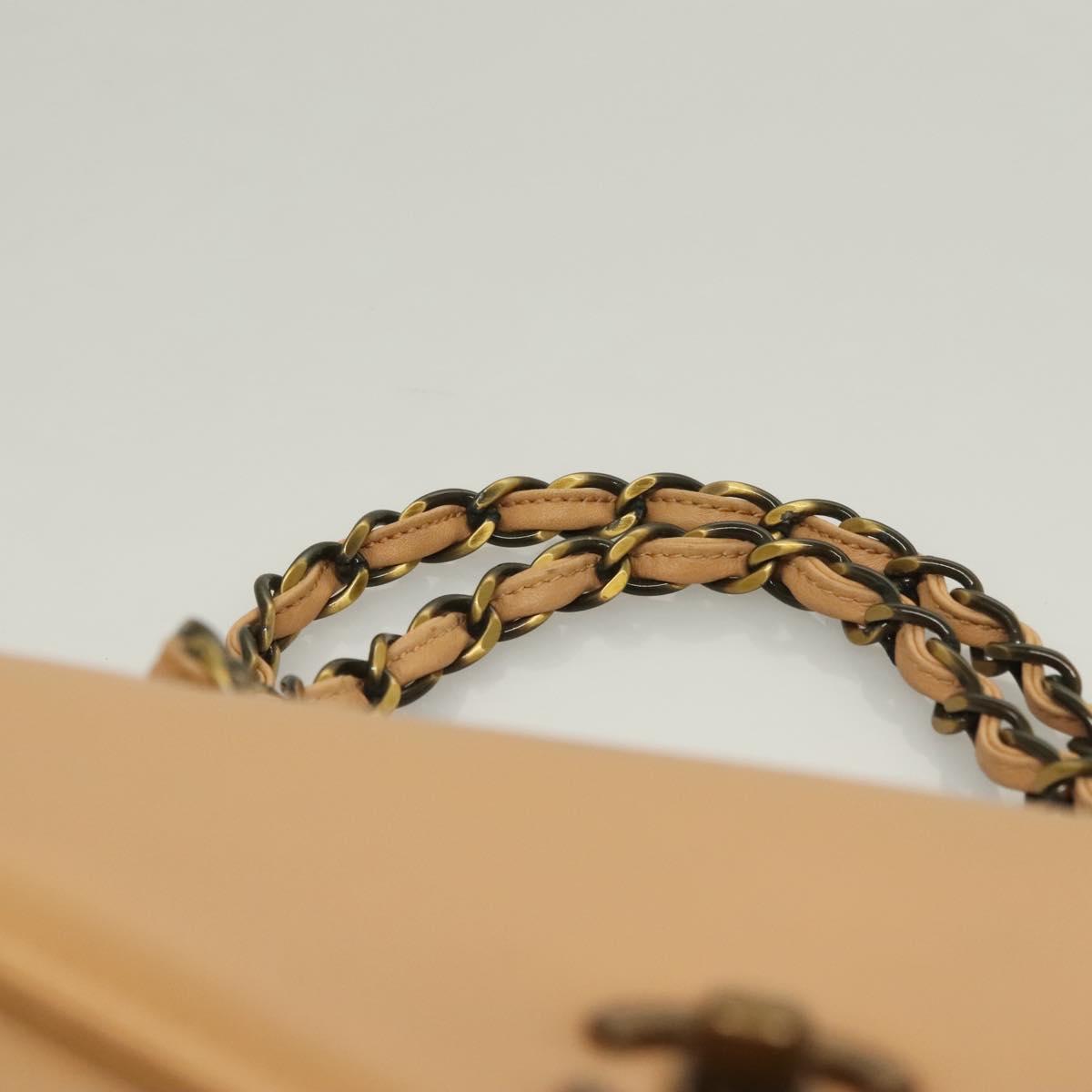 CHANEL Chain Tote Bag Leather Beige CC Auth sw1141