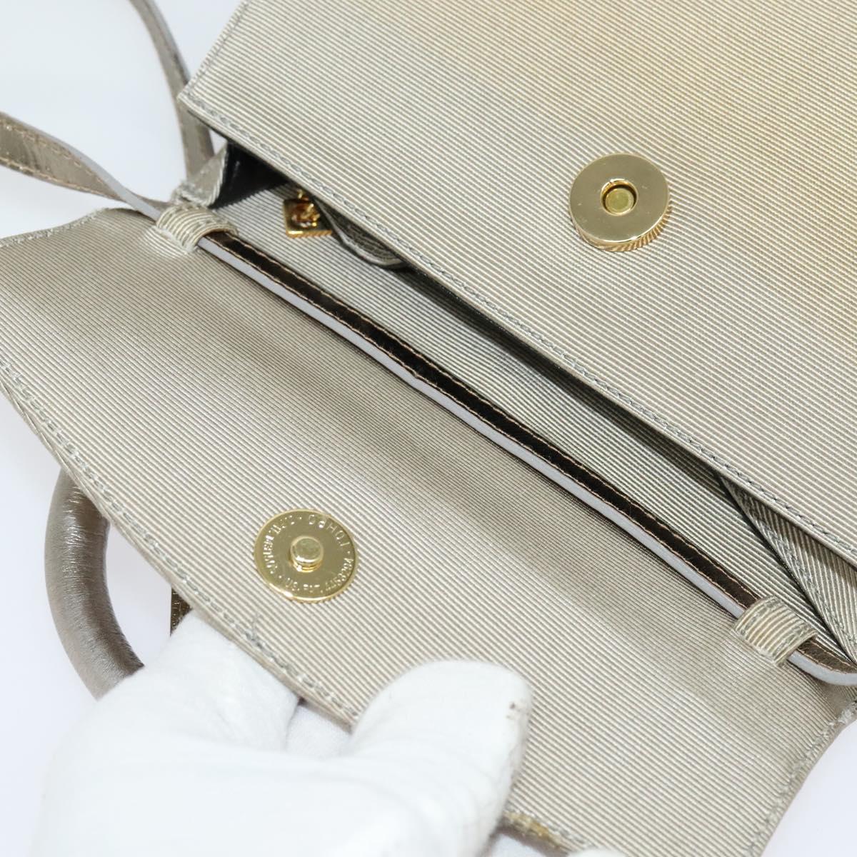 Salvatore Ferragamo Hand Bag Nylon 2way Gray Gold Auth sw1144