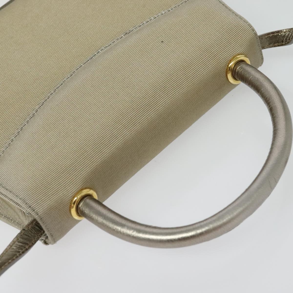 Salvatore Ferragamo Hand Bag Nylon 2way Gray Gold Auth sw1144