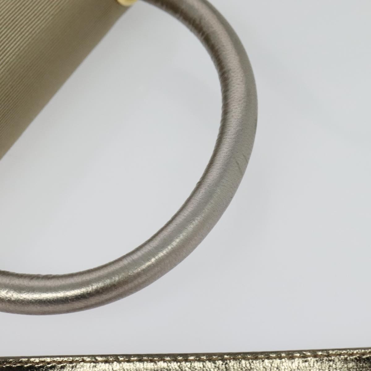 Salvatore Ferragamo Hand Bag Nylon 2way Gray Gold Auth sw1144