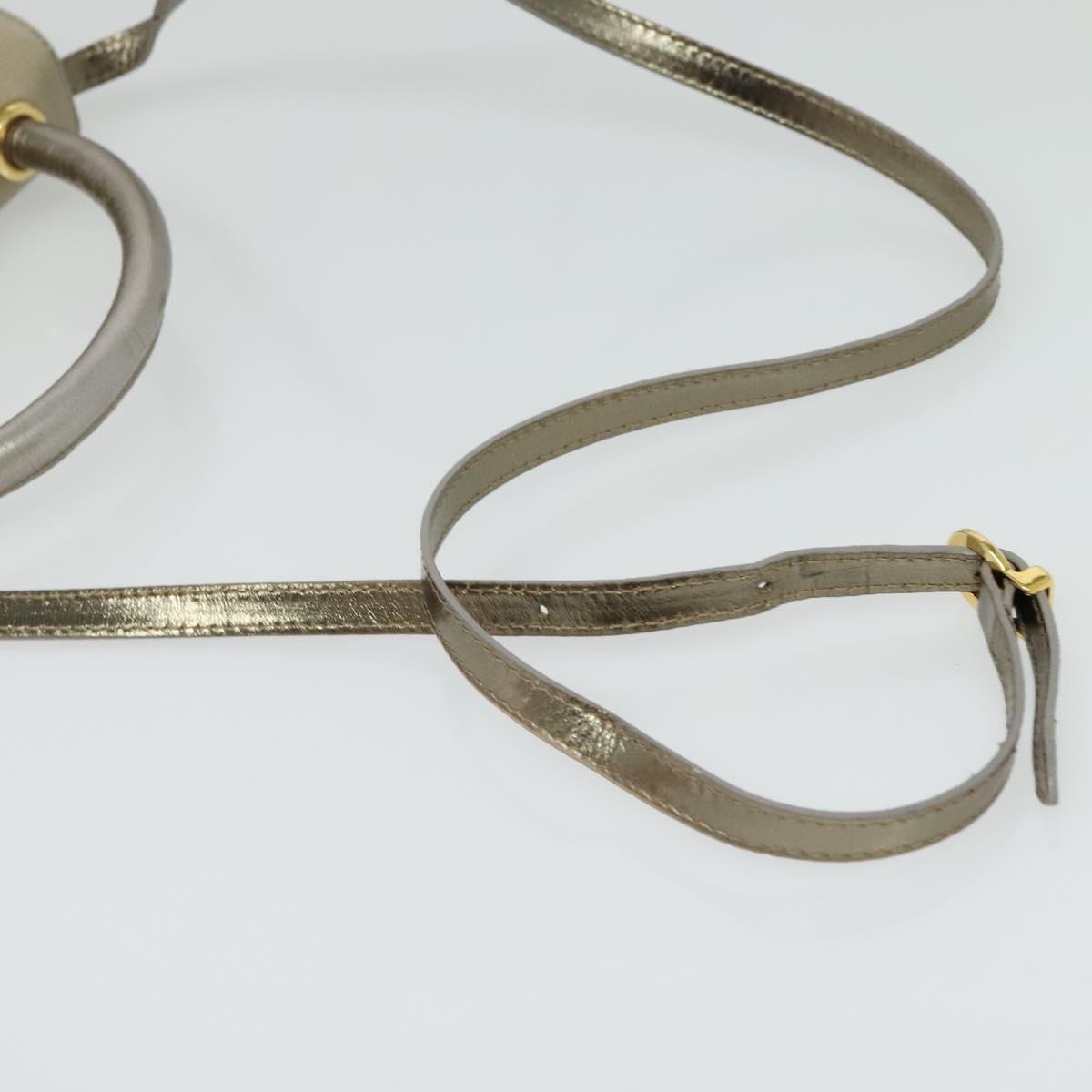 Salvatore Ferragamo Hand Bag Nylon 2way Gray Gold Auth sw1144