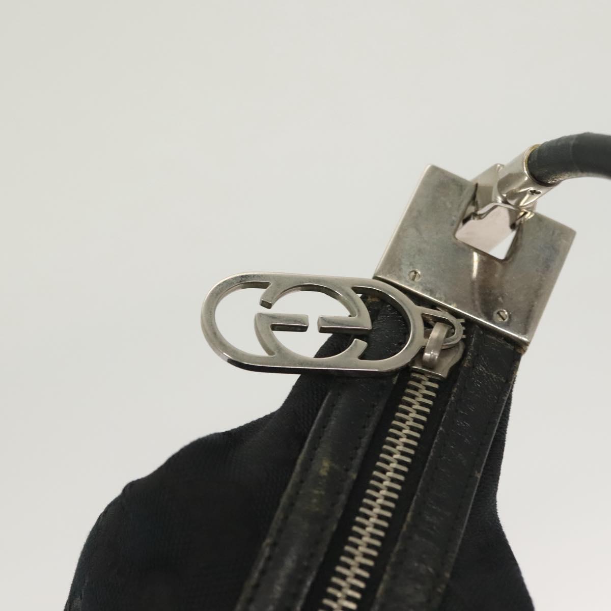 GUCCI GG Canvas Shoulder Bag Black Silver 001 3312 Auth sw1145