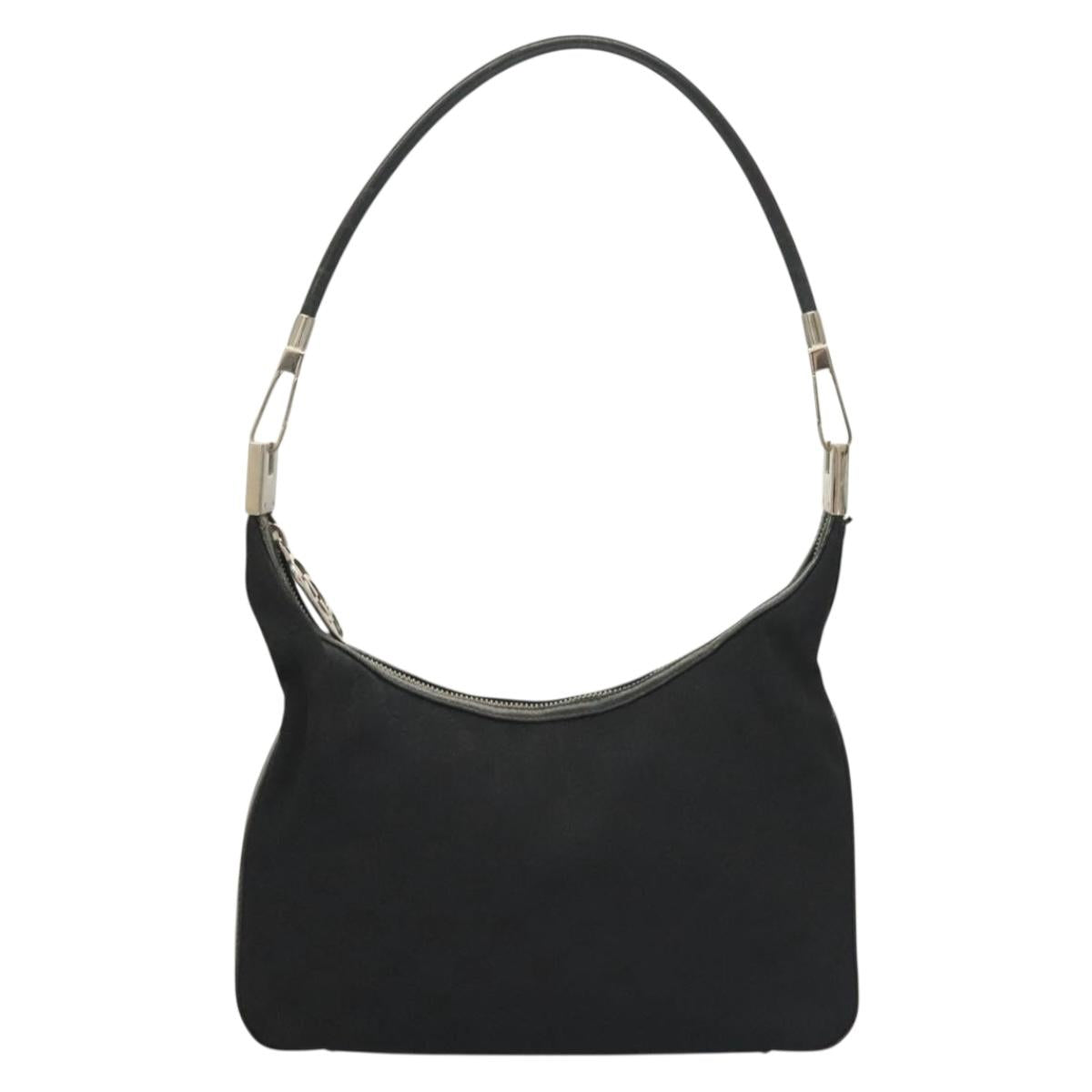 GUCCI GG Canvas Shoulder Bag Black Silver 001 3312 Auth sw1145