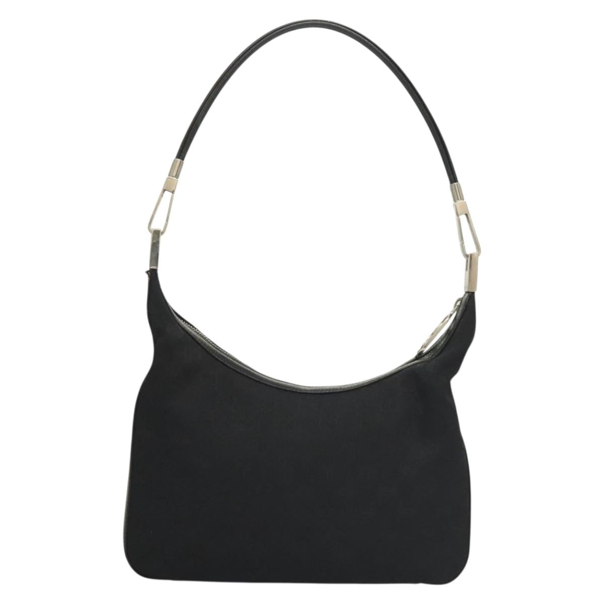 GUCCI GG Canvas Shoulder Bag Black Silver 001 3312 Auth sw1145