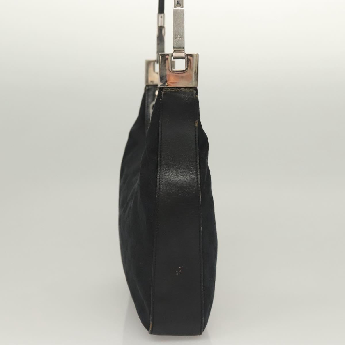GUCCI GG Canvas Shoulder Bag Black Silver 001 3312 Auth sw1145