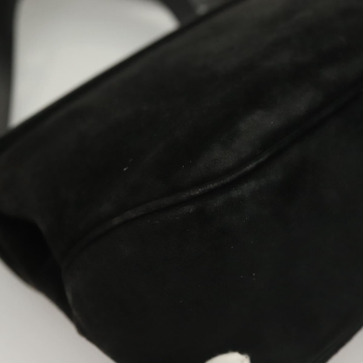 Salvatore Ferragamo Hand Bag Suede Black Silver Auth sw1146