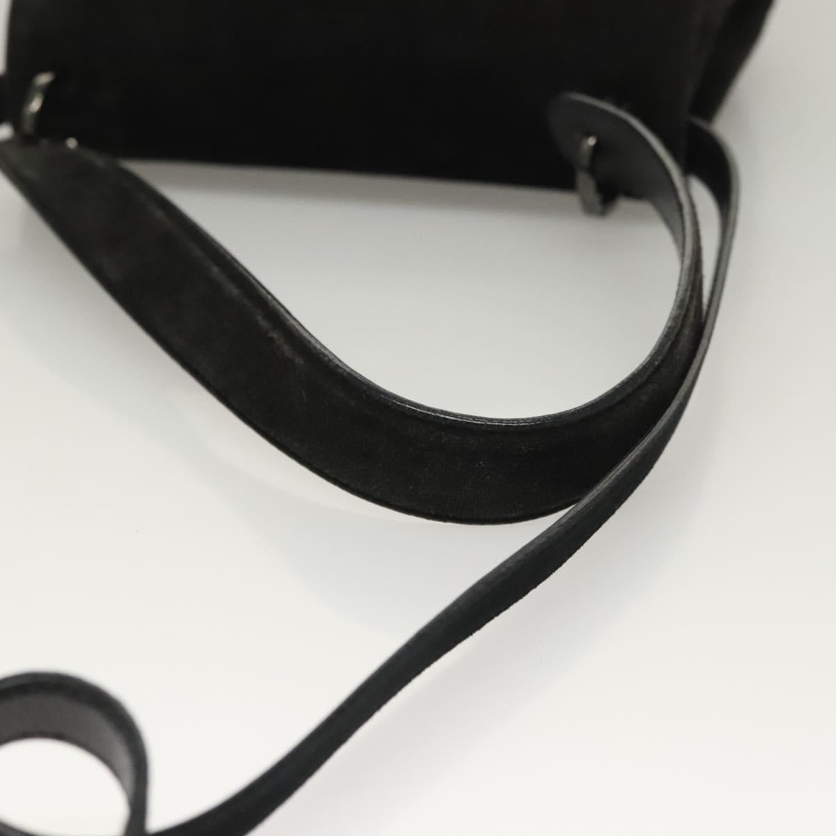 Salvatore Ferragamo Hand Bag Suede Black Silver Auth sw1146