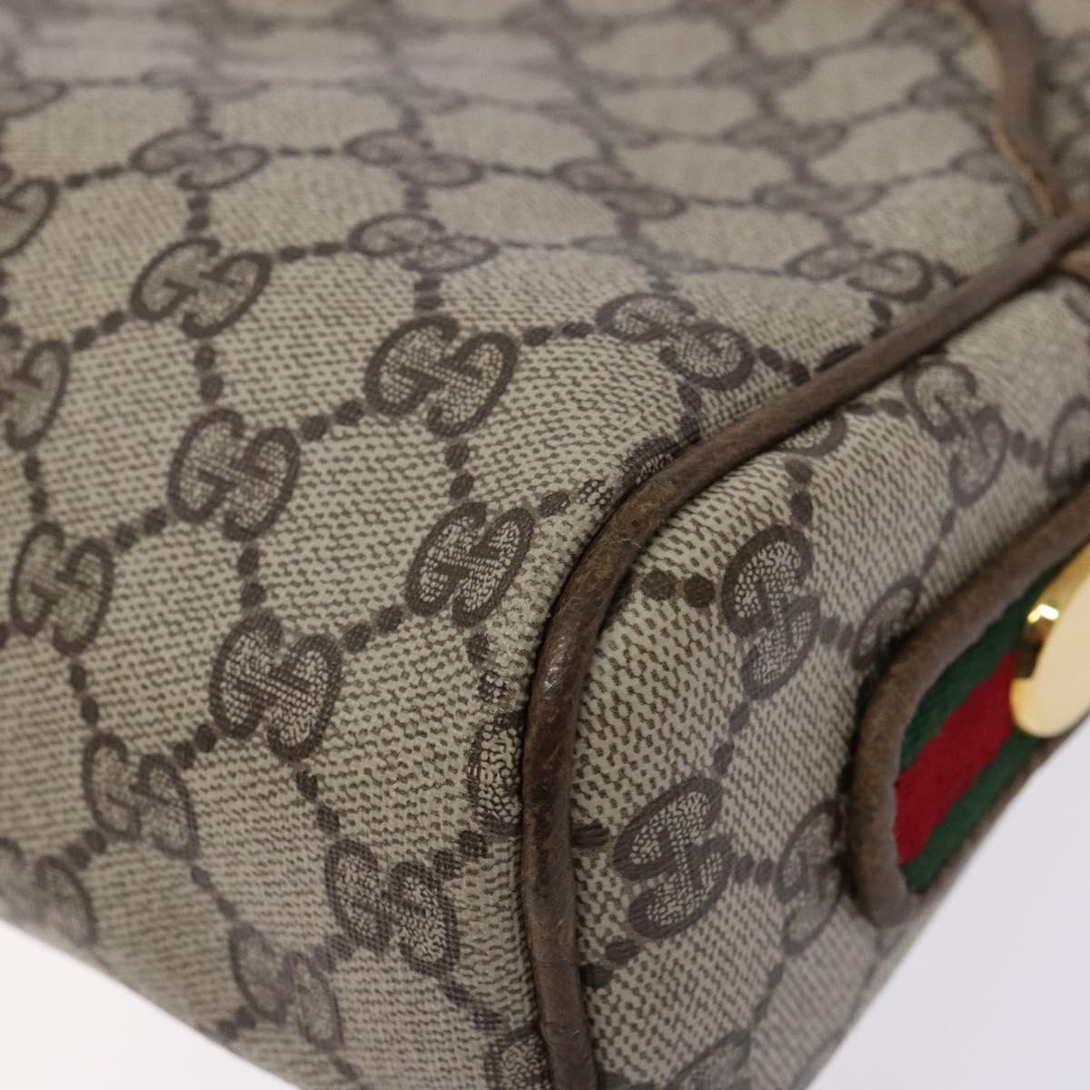 GUCCI GG Supreme Web Sherry Line Shoulder Bag PVC Beige Gold Auth sw1153