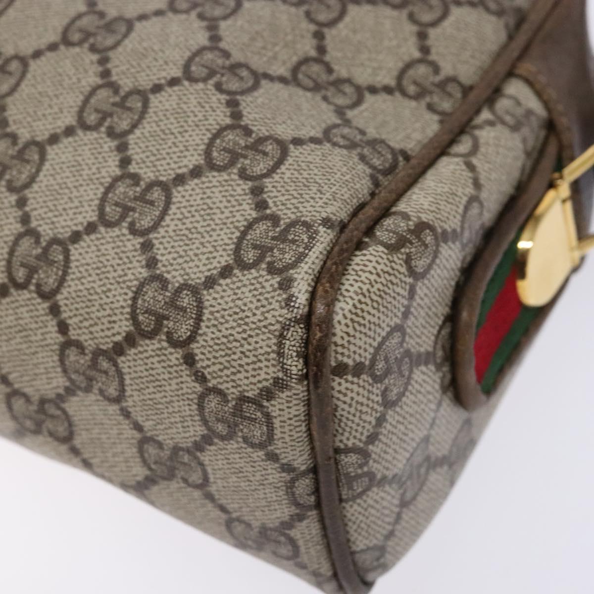 GUCCI GG Supreme Web Sherry Line Shoulder Bag PVC Beige Gold Auth sw1153