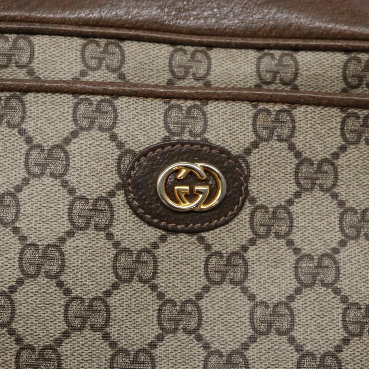 GUCCI GG Supreme Web Sherry Line Shoulder Bag PVC Beige Gold Auth sw1153