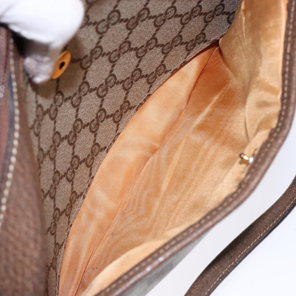 GUCCI GG Supreme Web Sherry Line Shoulder Bag PVC Beige Gold Auth sw1153