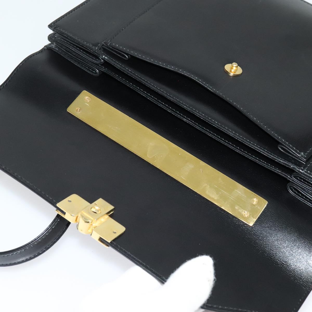 BALLY Hand Bag Leather 2way Black Gold Auth sw1155