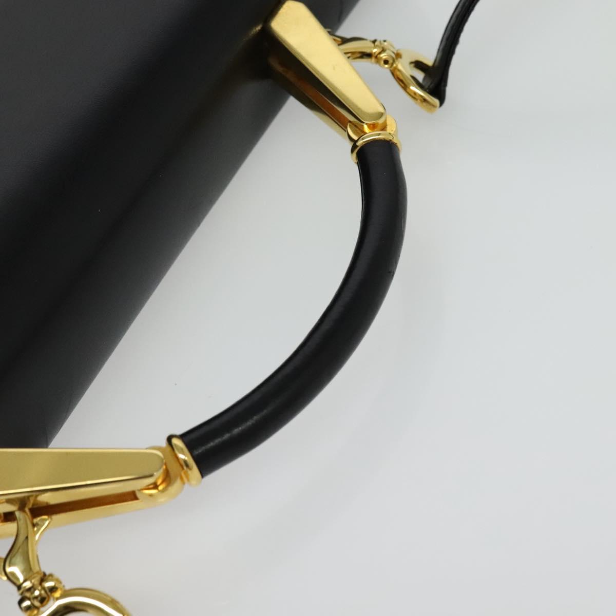 BALLY Hand Bag Leather 2way Black Gold Auth sw1155