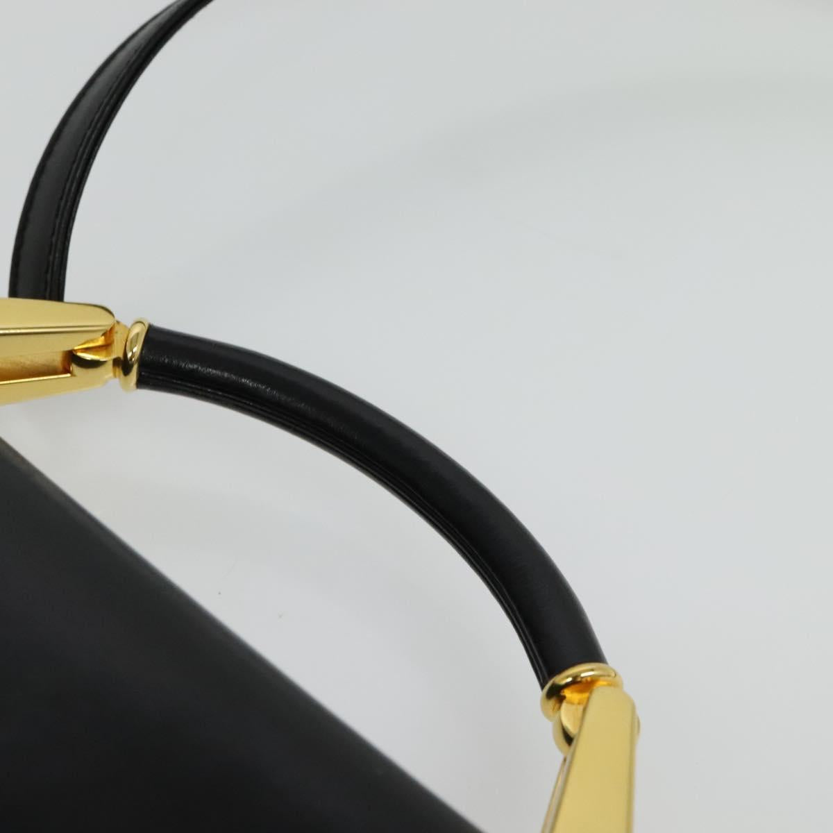 BALLY Hand Bag Leather 2way Black Gold Auth sw1155