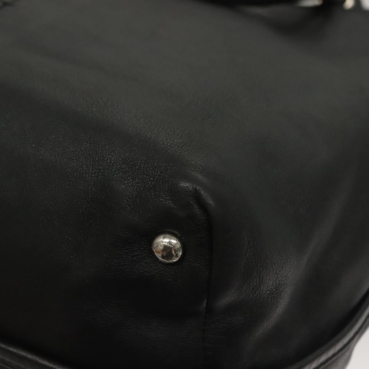 Salvatore Ferragamo Hand Bag Leather 2way Black Silver Auth sw1160