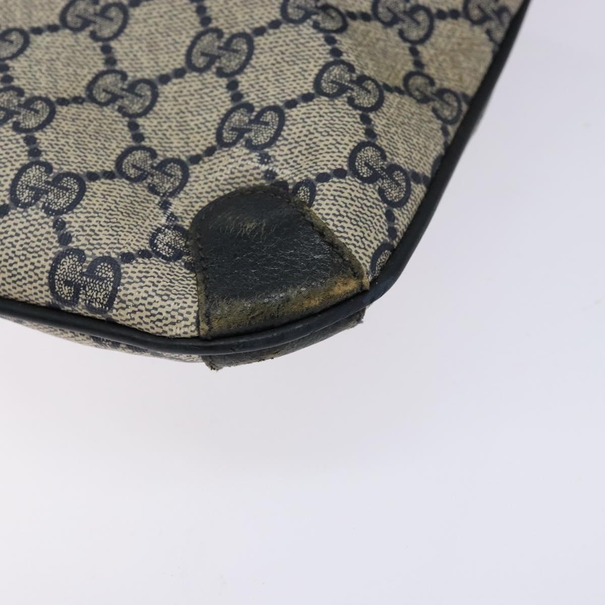 GUCCI GG Supreme Clutch Bag PVC Navy Gold 156 02 075 Auth sw1174