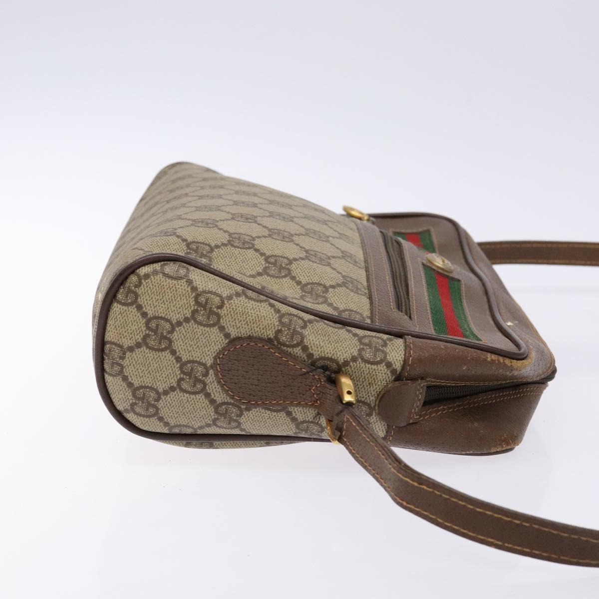 GUCCI GG Supreme Web Sherry Line Bag PVC Beige Gold 56 02 088 Auth sw1180