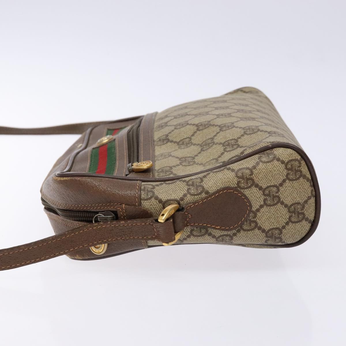 GUCCI GG Supreme Web Sherry Line Bag PVC Beige Gold 56 02 088 Auth sw1180