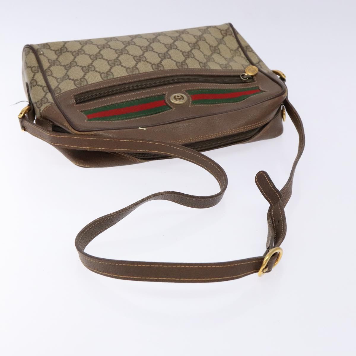 GUCCI GG Supreme Web Sherry Line Bag PVC Beige Gold 56 02 088 Auth sw1180