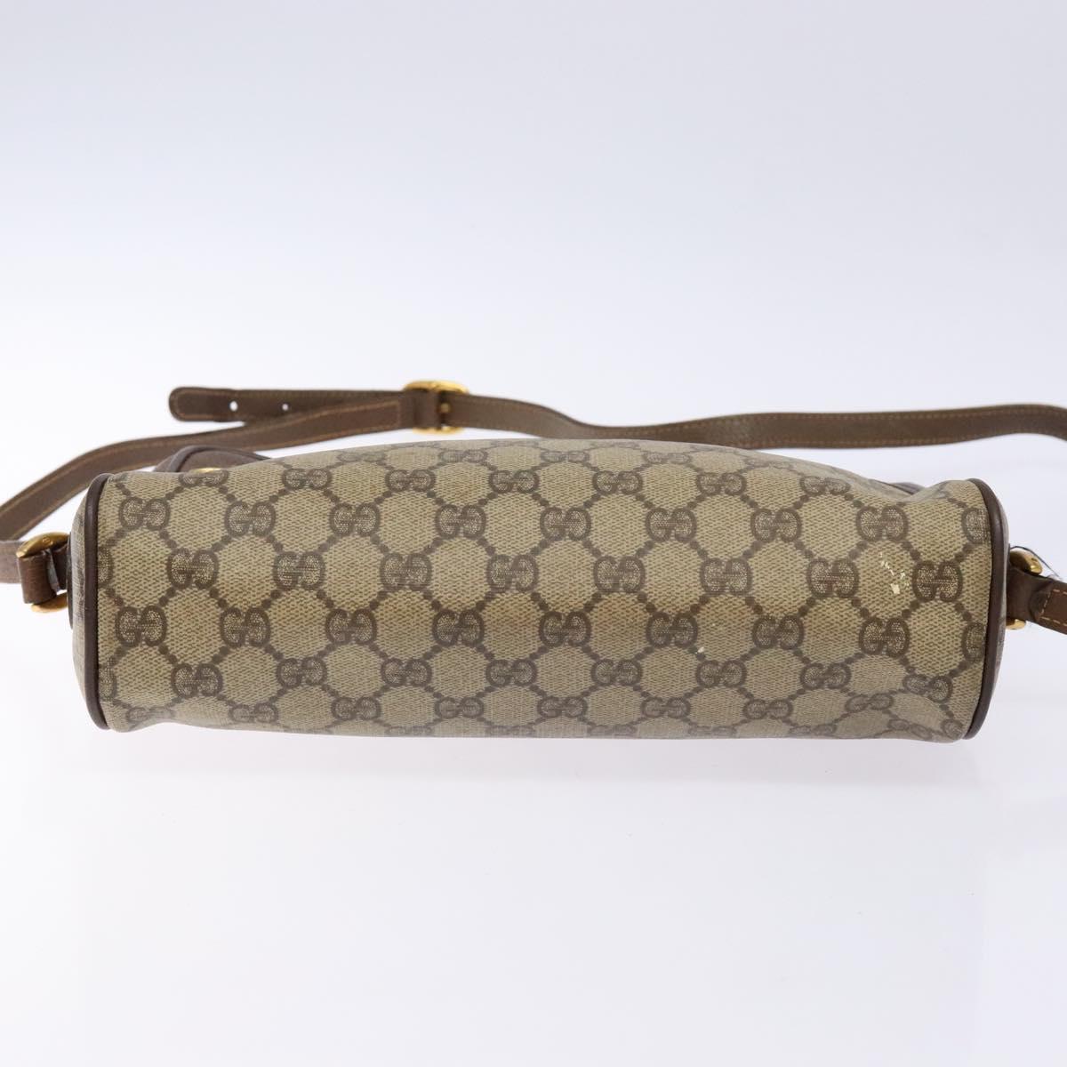 GUCCI GG Supreme Web Sherry Line Bag PVC Beige Gold 56 02 088 Auth sw1180