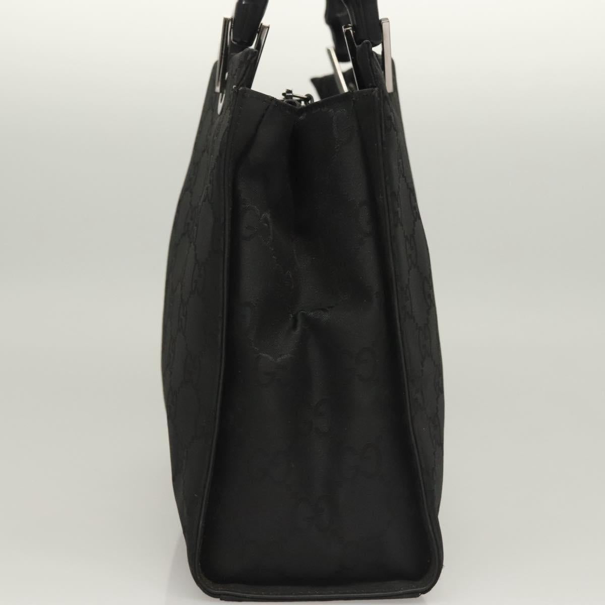 GUCCI GG Canvas Bamboo Hand Bag Nylon Black Silver 002 1016 Auth sw1184