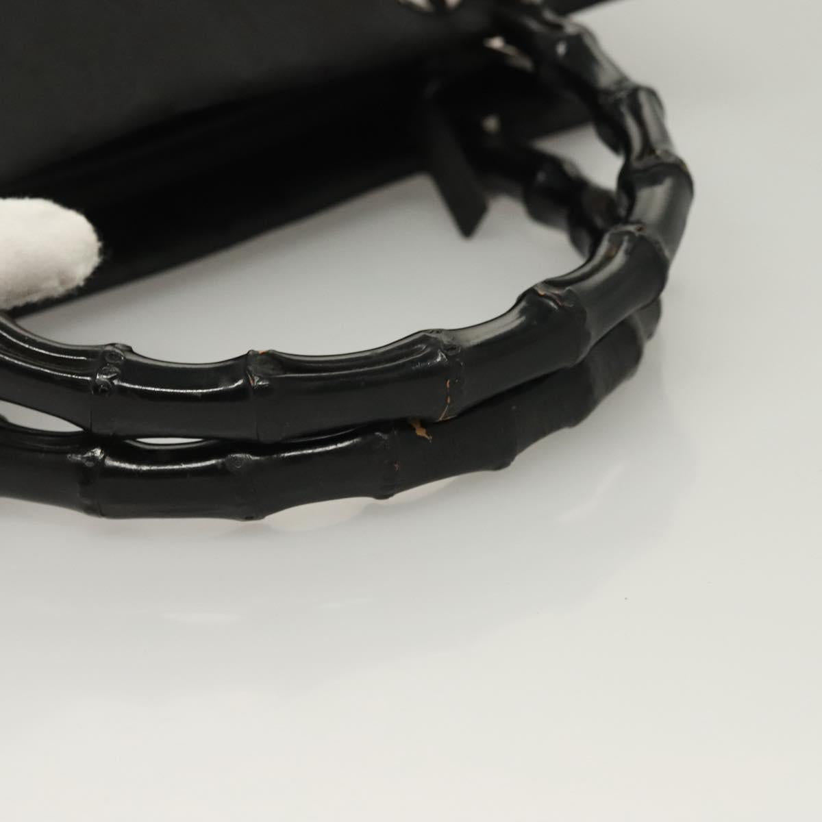 GUCCI GG Canvas Bamboo Hand Bag Nylon Black Silver 002 1016 Auth sw1184