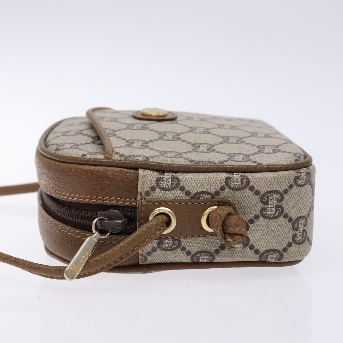 GUCCI GG Plus Supreme Shoulder Bag PVC Beige Gold Auth sw1190