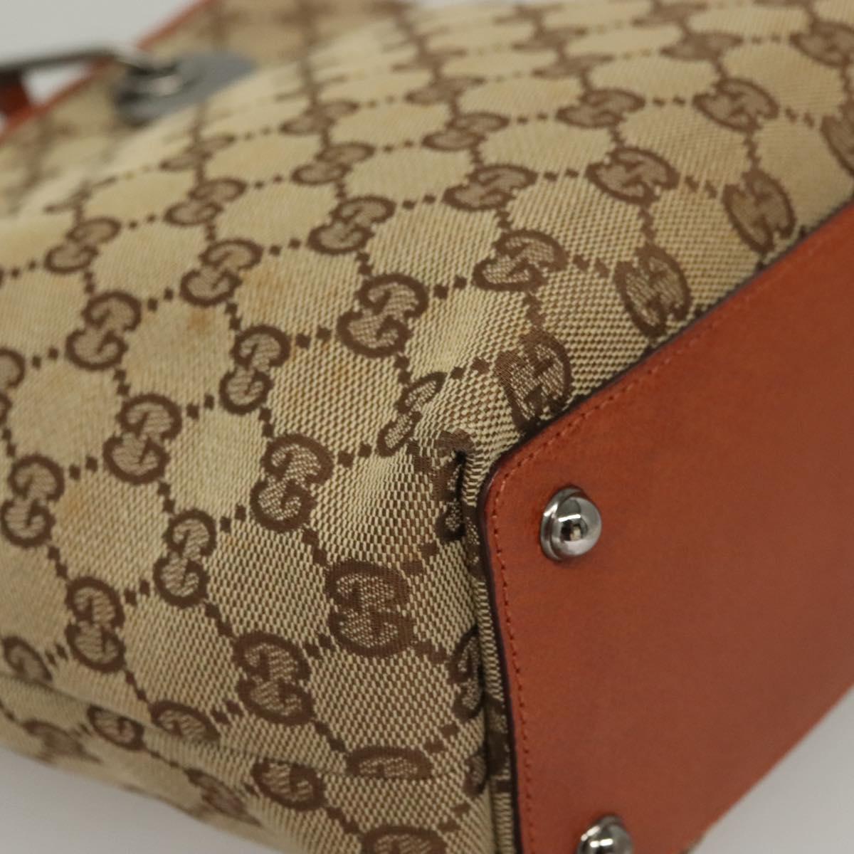 GUCCI GG Canvas Tote Bag Beige Silver 120840 Auth sw1192