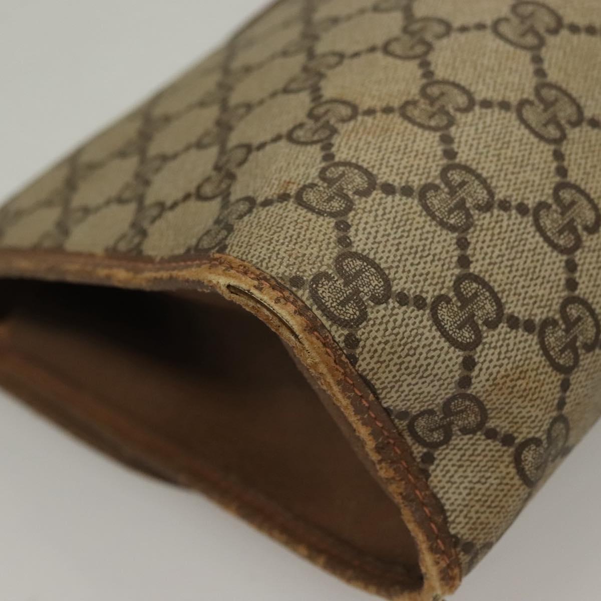 GUCCI GG Supreme Web Sherry Line Clutch Bag PVC Beige Gold 89 01 031 Auth sw1195