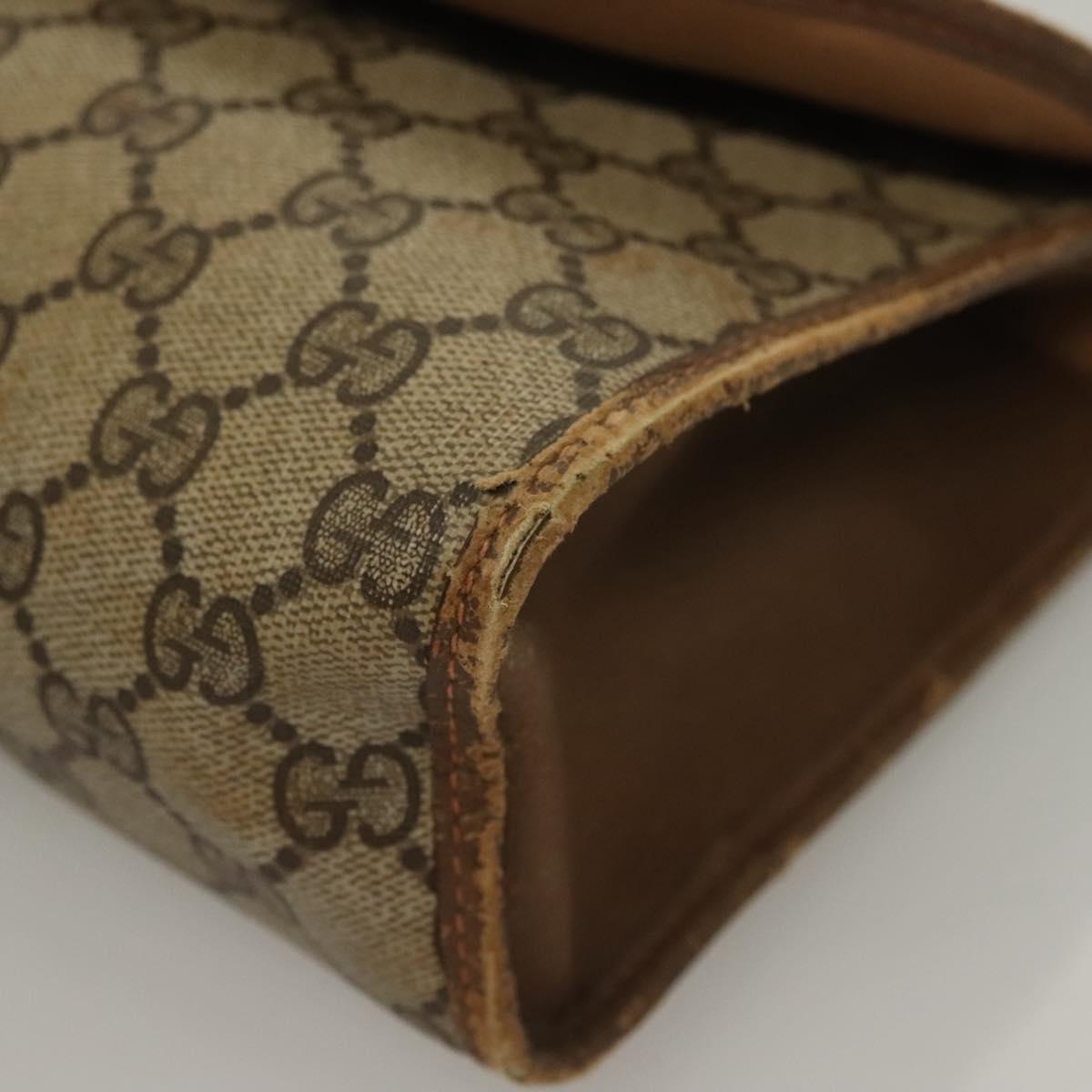 GUCCI GG Supreme Web Sherry Line Clutch Bag PVC Beige Gold 89 01 031 Auth sw1195