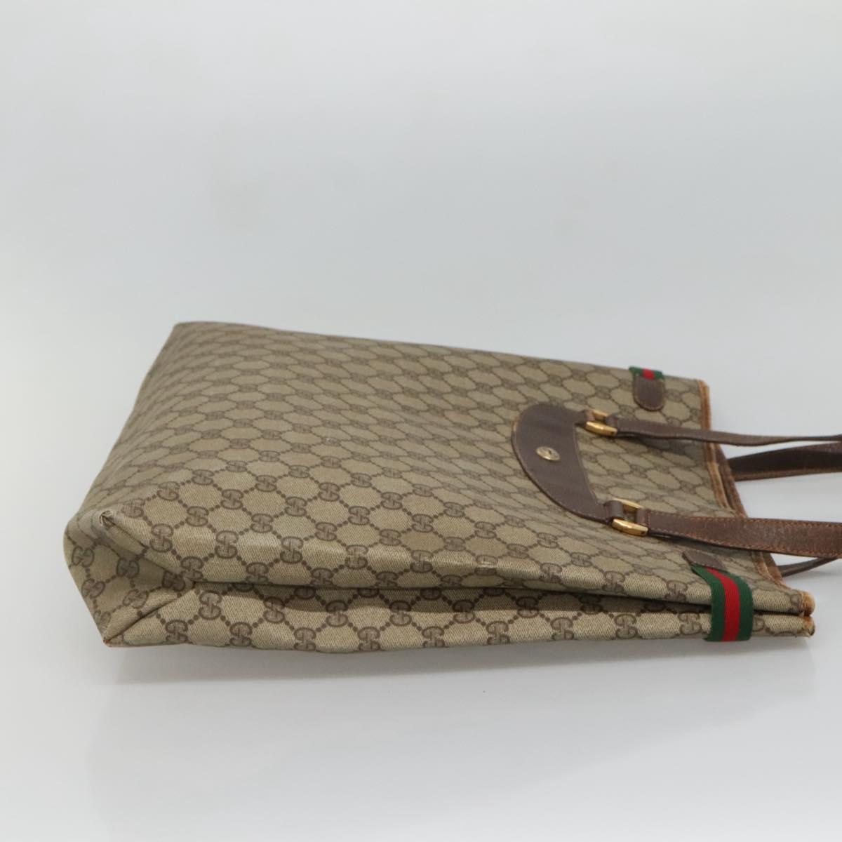 GUCCI GG Supreme Web Sherry Line Tote Bag PVC Beige Gold 39 02 091 Auth sw1196