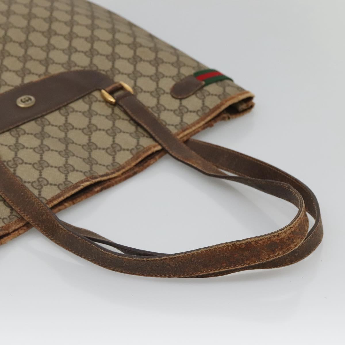 GUCCI GG Supreme Web Sherry Line Tote Bag PVC Beige Gold 39 02 091 Auth sw1196