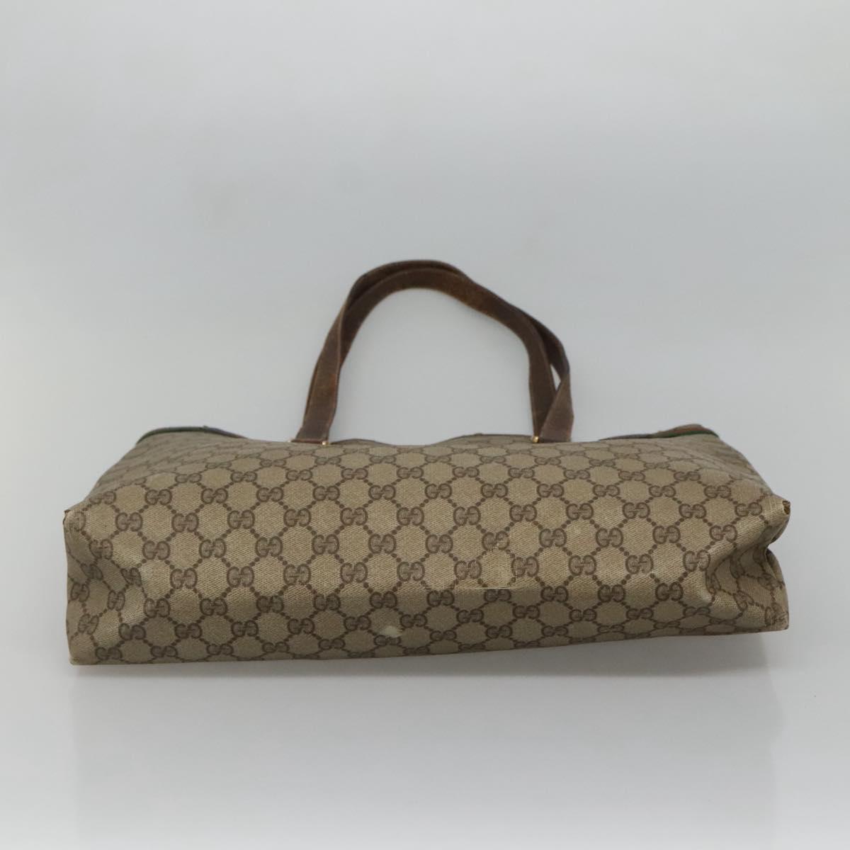 GUCCI GG Supreme Web Sherry Line Tote Bag PVC Beige Gold 39 02 091 Auth sw1196