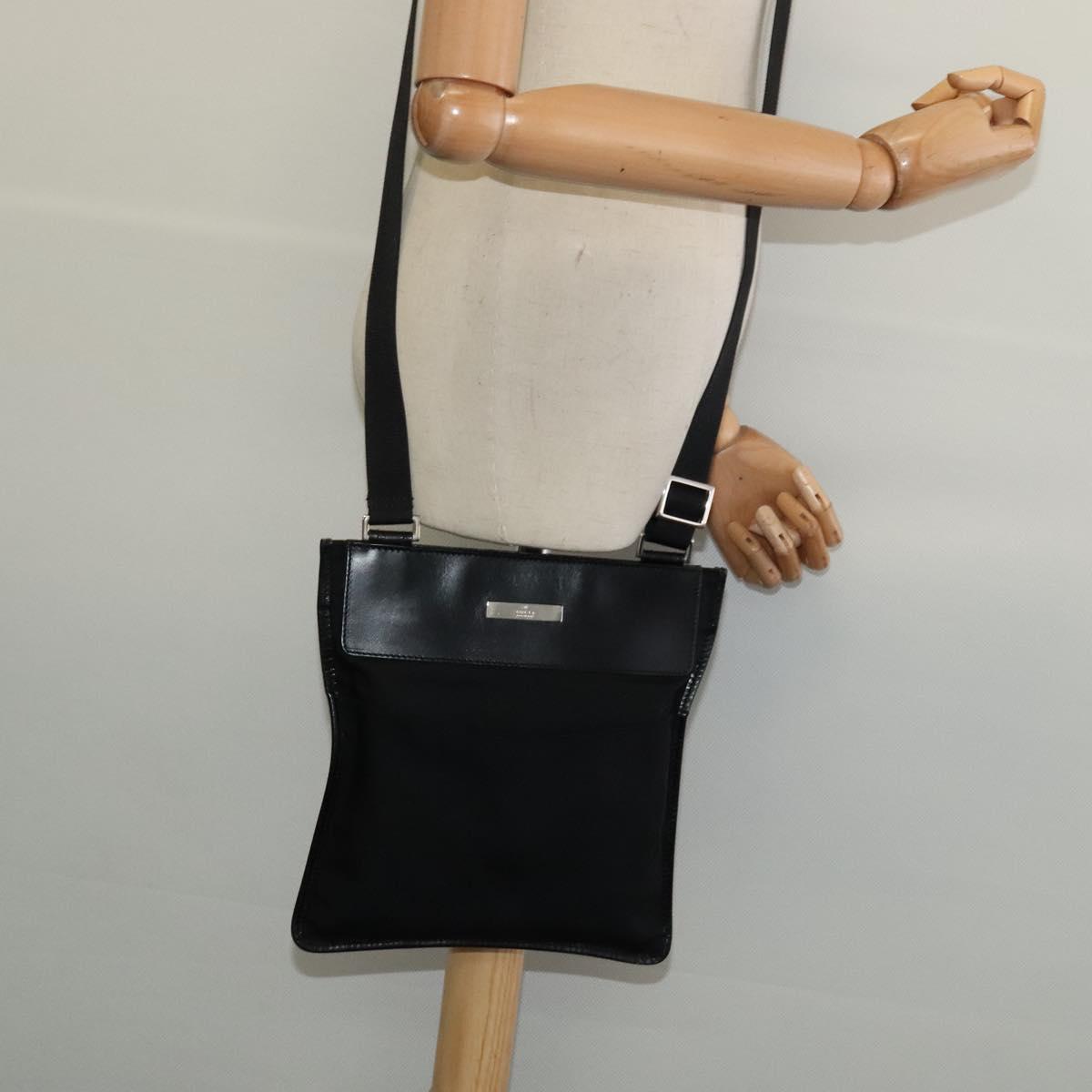 GUCCI Shoulder Bag Nylon Black Silver 019 0348 Auth sw1199