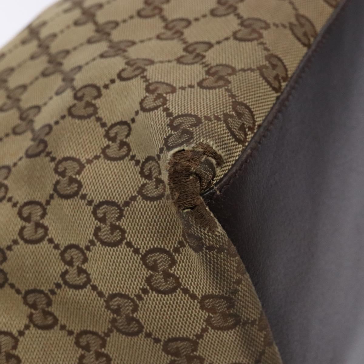GUCCI GG Canvas Web Sherry Line Tote Bag Beige Silver 131230 Auth sw1202