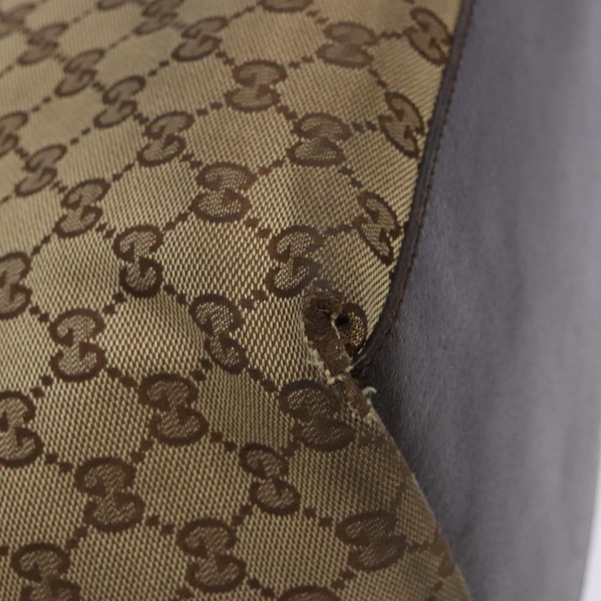 GUCCI GG Canvas Web Sherry Line Tote Bag Beige Silver 131230 Auth sw1202