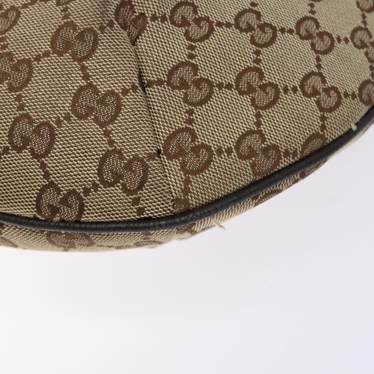 GUCCI GG Canvas Web Sherry Line Shoulder Bag Beige Silver 181092 Auth sw1203