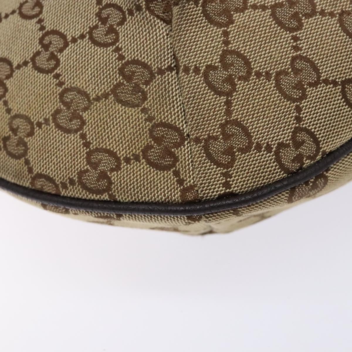 GUCCI GG Canvas Web Sherry Line Shoulder Bag Beige Silver 181092 Auth sw1203